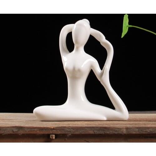 12 Styles White Ceramic Yoga Figurines Yoga Miniatures Abstract Yoga Statues Porcelain Yoga LadyFigurines Vintage Home Decor