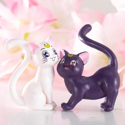 2Pcs/Set Anime Luna Cat Cartoon Action Toy Figures 3-4CM