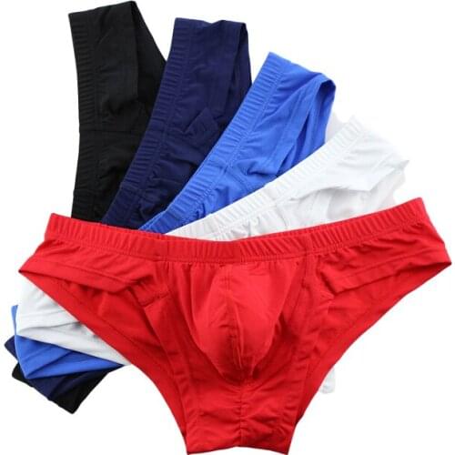 5PCS Sexy Mens Underwear Nylon Briefs One-piece Ice Silk Mens Briefs Low Waist Sexy Shorts Men Elastic Underpants Male Pantes