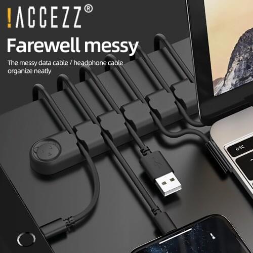!ACCEZZ 4/6 Holes Cable Organizer For Keyboard Mouse Headphones Holder Flexible Wire Winder Silicone Cable Tidy Management Clips