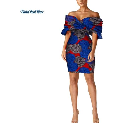 African Dresses for Women Print Off Shoulder Dresses Vestidos Bazin Riche African Ankara Party Dresses Women Clothing WY9259