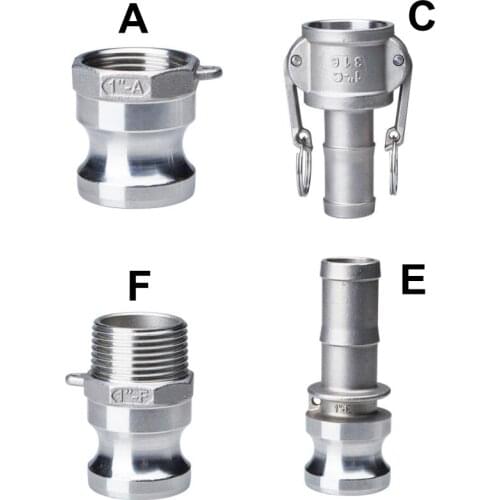 1/2" 3/4" 1" 2" Camlock Groove Fitting 304 Stainless Steel Cam Lock Homebrew Quick Coupling Adapter Connector Type A C E F
