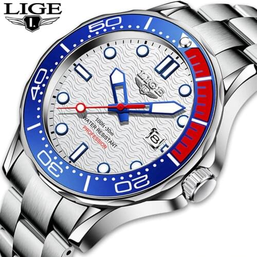 Mens Watches LIGE Top Brand Luxury Chronograph Wrist Watch All Steel Watches For Men Waterproof Quartz Watches Relogio Masculino