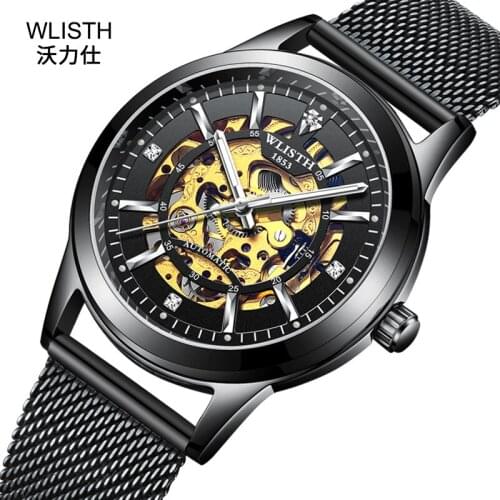 2019 WLISTH Brand Mens Business Luxury Clock Hollow-out Automatic Mechanical Watch Nightlight Waterproof Leisure Mens Watches