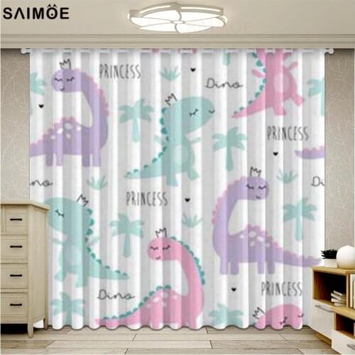 Dinosaur Print Windows Curtains for Living Room Bedroom Decorative Kitchen Curtains Drapes Window Treatments Cartoon Style