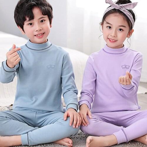 Childrens Pajamas Sets Autumn Winter Baby Boys Girls Cotton Casual Homewear Suits Kids Soft Warm Underwear Set Teens Sleepwear