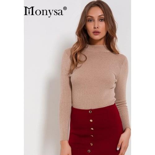 Women Sweaters And Pullovers 2019 Autumn Turtleneck Jumpers Casual Knitted Women Tops Long Sleeve Basic Sweaters For Women