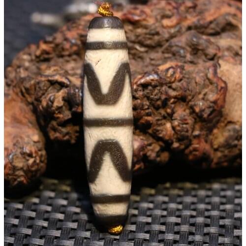 Power Energy Tibetan Old Agate Double Tiger Tooth dZi Bead Amulet Pendant Totem Timestown UPD22