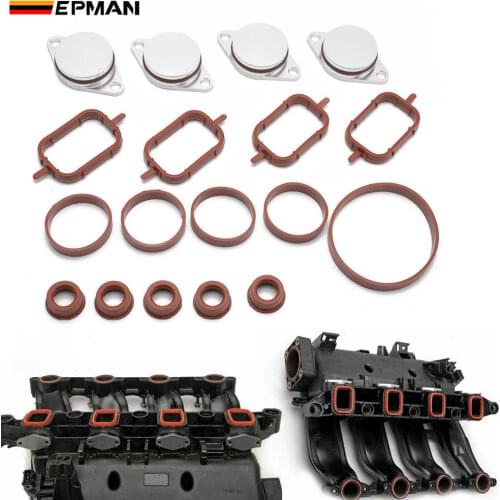EPMAN 4 x 33mm Aluminium Swirl Flap Bungs W/Gaskets Replacement Set +O-Ring For BMW 3 5 Series Intake Manifold TKYD801A