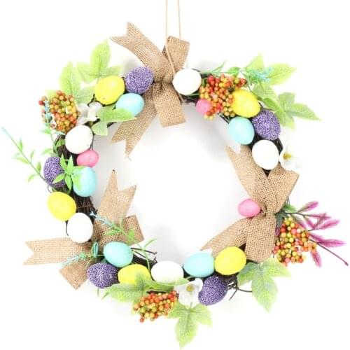 Artificial Wreath Garland Rattan Frame With Easter Cross Garland Halloween Thanksgiving Autumn Holiday
