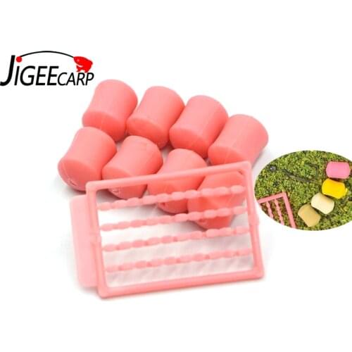 JIGEECARP 10Sets 12mm Pink Pop-Up & Slow Sinking Plastic Dumbells Fake Carp Fishing Hook Baits Fishing Tackle