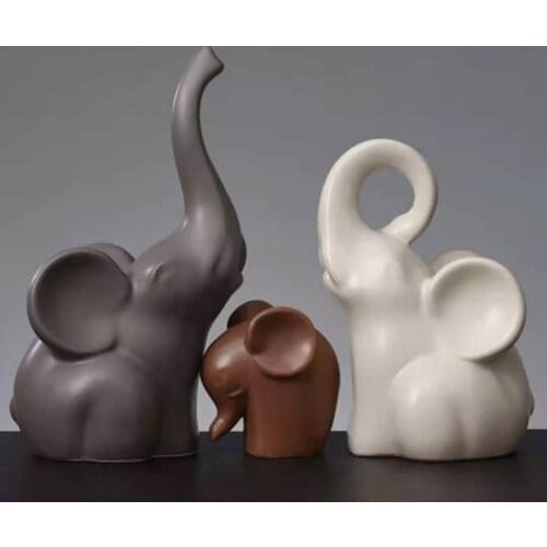 Ceramics Elephant Figurines Crafts Europe Animal Ornaments Handicrafts Miniatures Gifts For Home Wedding Decoration Crafts