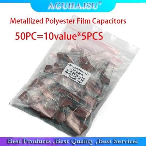 KIT 50PC=10value*5PCS Metallized Polyester Film Capacitors CBB Assortment Kit 400V 10nF ~ 3.3UF
