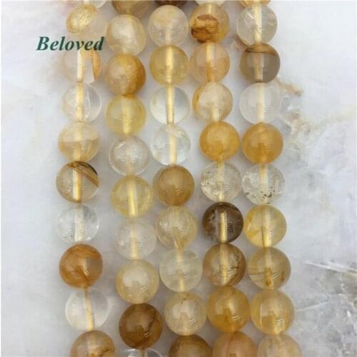 Hot Sale Round Smooth Citrines Loose Beads, 15.5" Yellow Quartz Gems Strand Beads For Jewelry Making, BG18076