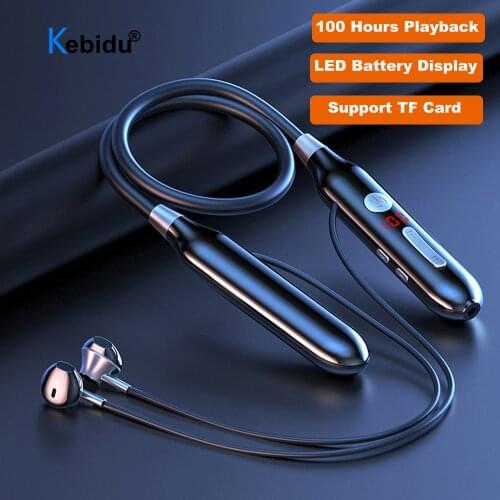 Magnetic Neckband Wireless Headset Bluetooth Stereo Bass Headphone In Ear 100 Hours Endurance Sports Running Earphone With Mic