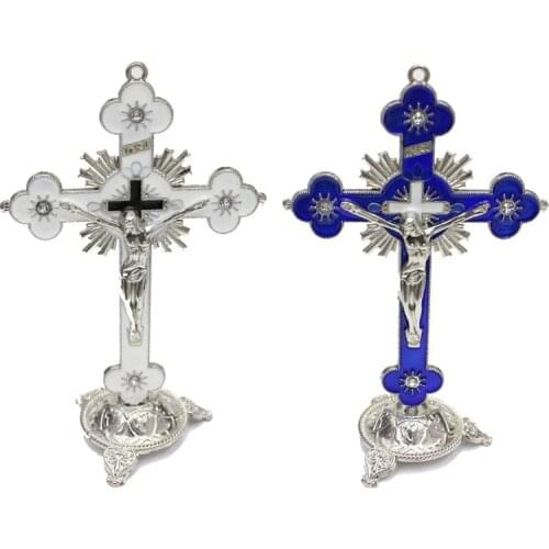 Church Relics Jesus on the Stand Cross Wall Crucifix Antique Home Chapel Decor QX2E