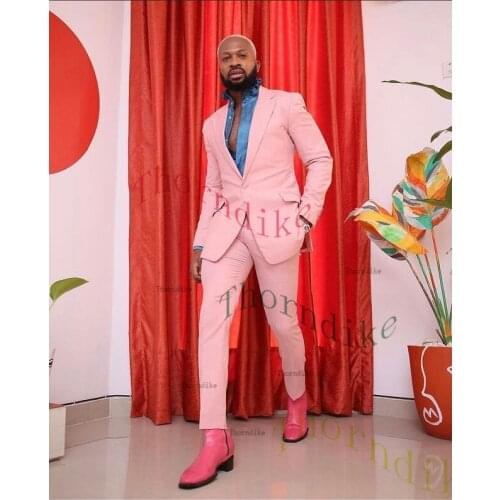 Thorndike 2 Pcs Red Mens Suits With Lapel Party Costume Slim Fit Blazer Tuxedos Custom Made (Jacket+Pants) T1364