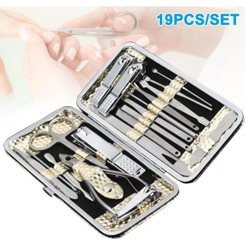 19Pcs/Set Pedicure Manicure Kit Nail Clippers Cleaner Cuticle Grooming Tools SN-Hot