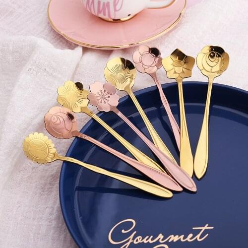 Stainless steel cherry tea spoon coffee cake ice cream pudding cocktail stirring spoon bar kitchen tableware fruit salad spoon
