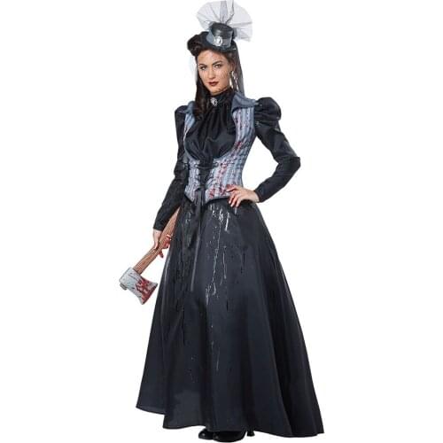 New Devil murderess costume Adult Womens Killer Dress Masquerade Party Dress Earl Queen Performance dress Halloween costume