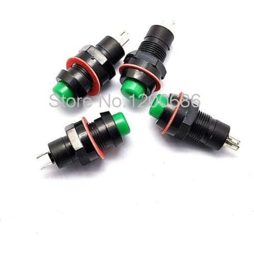 No Lock Switch / Self Reset Button Switch / DS-213 10MM 1A / 250V Green