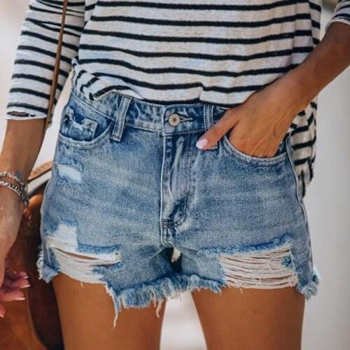 Sexy Shorts Skinny Button Zipper Fly Cotton Streetwear Denim Shorts High Waist Shorts Fashion Short Pants Women Jean Shorts