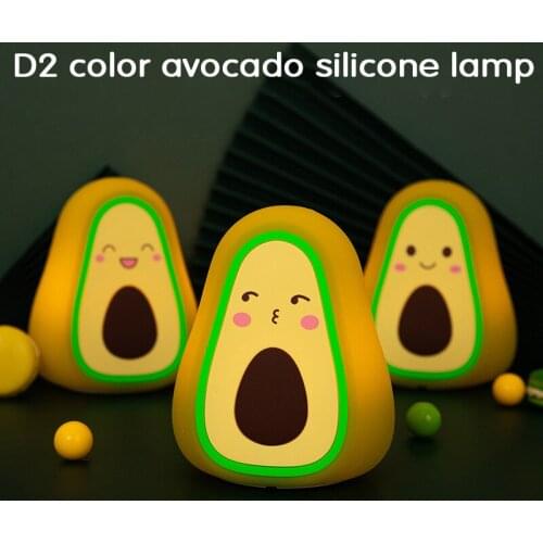 Avocado Silicone Lamp USB Charging Touch Light Intelligent Sensor Lamp Cute Cartoon Children Fruit Color Silicone Ambient Lights