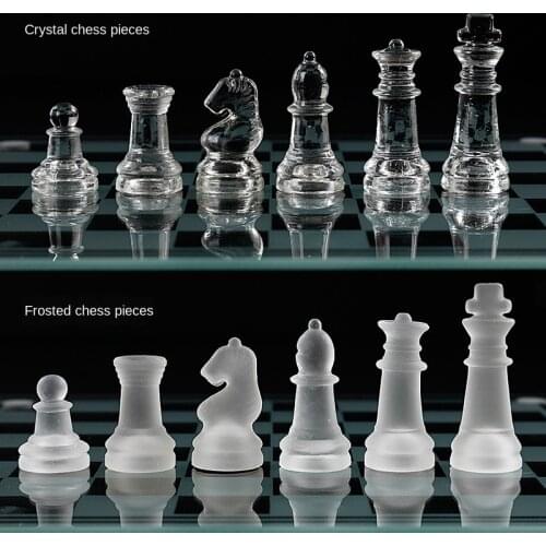 Glass chess game uses high-quality environmentally friendly chess PMMA chess board childrens party entertainment game pieces