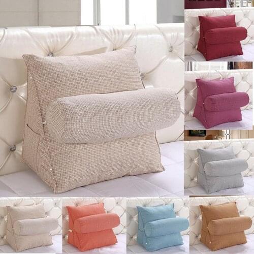 50 Cotton Linen Triangular Backrest Cushion for Sofa Cushions Bed Rest Triangle Waist Back Pillow 7 colors Support Large Size