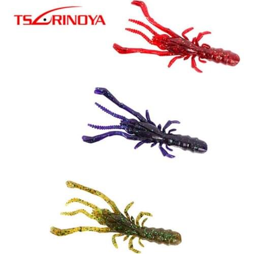TSURINOYA 10pcs Soft Shrimp Baits 77mm4.3g Artificial Fishing Lure Jigging Carp Wobblers Para Pesca Leurre Peche Pescaria Souple