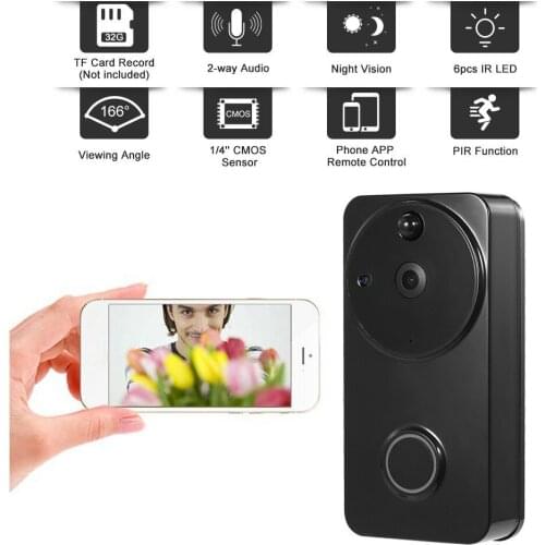 2020 New 720P WiFi Visual Intercom Door Phone 2-way audio Video Doorbell,support max 32GB TF Card+PIR function+Aleax&Google Home