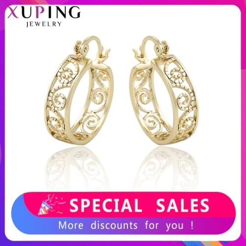 Xuping Fashion Exquisite Simple Earrings Light Yellow Gold Color Plated Jewelry for Women Christmas Day Gift 99443