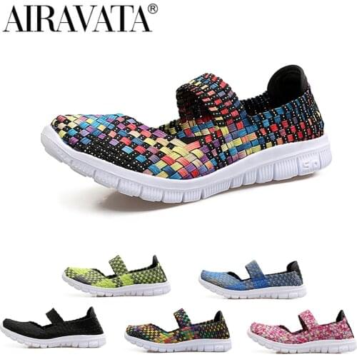 Newbeads Handmade Women Woven Shoes Breathable Flat Casual Shoes Multi Colors Loafers Walking Shoes Ladies Shoes Summer Fashion