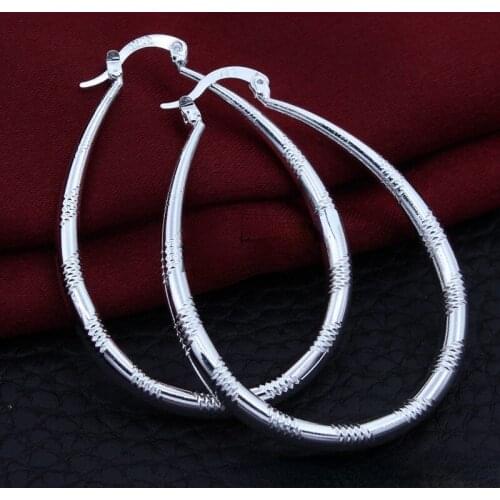 Charms Classic 925 Sterling Silver 3CM hoop Earrings for Women fashion party wedding Jewelry fine Christmas Gifts