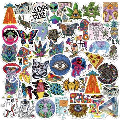 10/30/50pcs Cartoon Psychedelic Gothic Cool Stickers Aesthetic Art Graffiti Decals Skateboard Fridge Guitar DIY Sticker Kids Toy