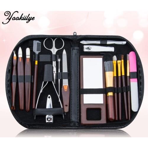 18pcs/set Manicure Nail Clipper Set Nail Clippers Ear Spoon Stainless Steel Scissor Pusher Tweezer Nail File Cutter Makeup Tools