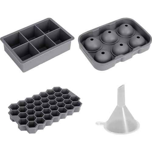 3pcs/set ce Cube Mold Honeycomb Ice Cube Trays with Removable Lids Silica Gel Ice Cube Mold BPA Free