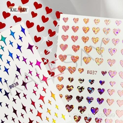 3D Nail Art Stickers Love Star Light Manicure Design Accessories Back Glue Decoration Toe Nail Art Decor Designer Nail Stickers