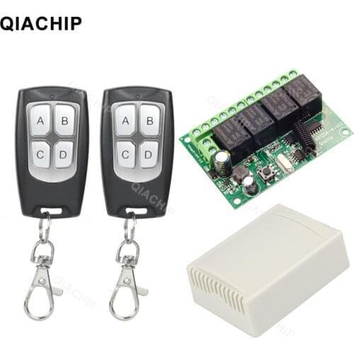 433Mhz Remote Controls DC 12V 24V 10A Wireless Remote Switch 4CH Relay Module Receiver and EV1527 RF Transmitter qiachip