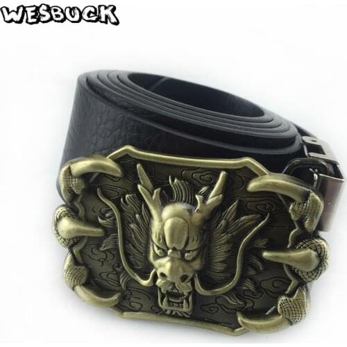 5 PCS MOQ WesBuck Brand Belt Buckle Metal Dragon Head DIY Mens Clothes Luxury Brand Designer Cowboys Animal Buckles Belt