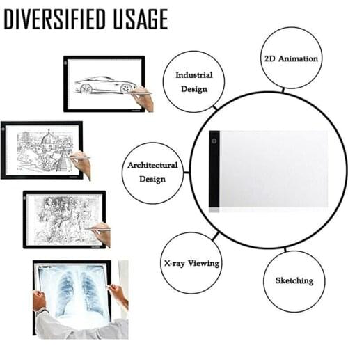 A5 LED Art Stencil Board Light Box USB Tracing Drawing Table Adjustable Pad