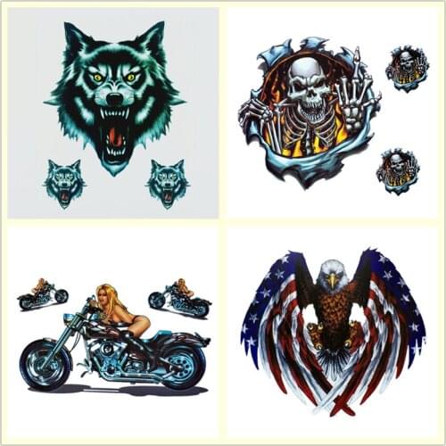 Car Stickers Wolf Head Eagle Skull Beauty Devil Cool Creative Decals For Car Motorcycle Waterproof Auto Tuning Styling D10