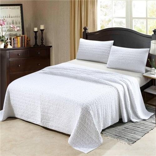 Free shipping pure white cut floral hairy 100%cotton patchwork quilt full queen king size 3pcs bed cover/bedspread H