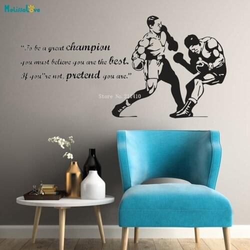 Boxing Quote You Must Believe You are the Best Wall Sticker Decals Boxing Gloves Sport Competition Poster Vinyl Decor YT1749