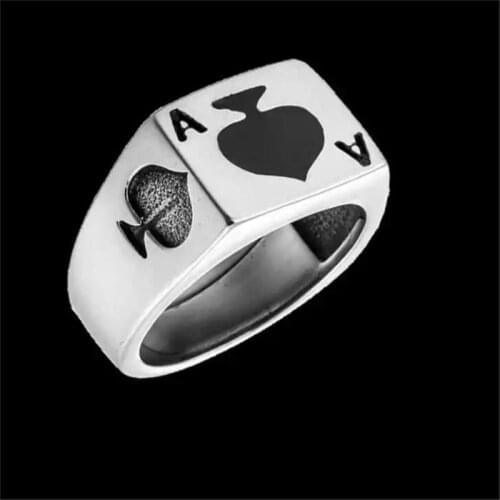 316L Stainless Steel Band Party Fashion Jewelry Heart Ace of Spades Ring