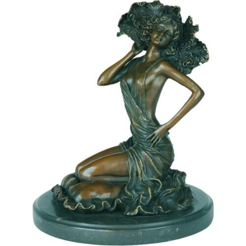 Modern Dance Sculpture Bronze Sexy Pretty Girl Statue Vintage Artwork Western Female Figurine Home Decor
