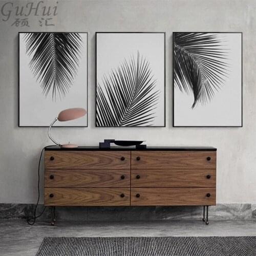 Black White Tree Leaves Canvas Posters and Prints Minimalist Painting Wall Art Decorative Picture Nordic Style Home Decoration