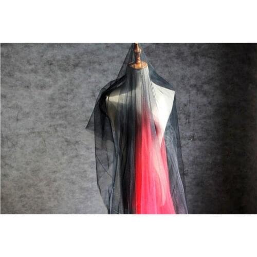 Black and red tulle fabric with Gradient colors