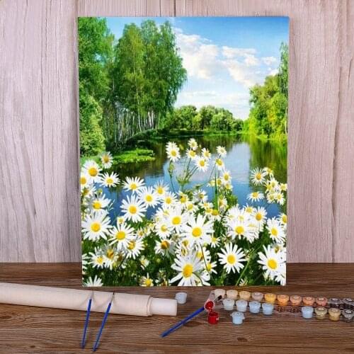 Flower DIY Paint By Numbers Package Acrylic Paints 50*70 Oil Painting Loft Wall Picture Children Wall Art Handiwork Drawing