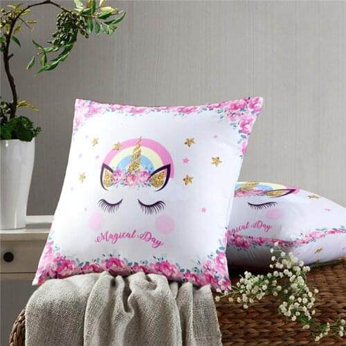 Lucky Unicorn Children Pillow Case Decoration Sofa Cushion Pillow Case Bed Pillow Case Home Decoration Car Pillow Case
